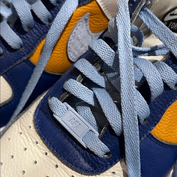 Men’s Custom Air Force 1 Sneakers in Blue, Orange and White Size 8.5 - Picture 3 of 8
